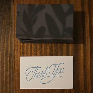 25 Handmade Thank You Cards with Blue Script